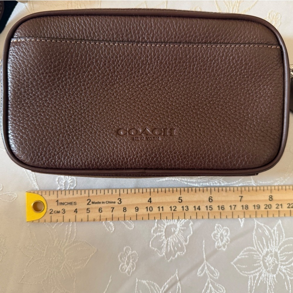 Coach Crossbody Bag Dark Brown Pebbled Leather Small Messenger C4148 - Picture 3 of 7